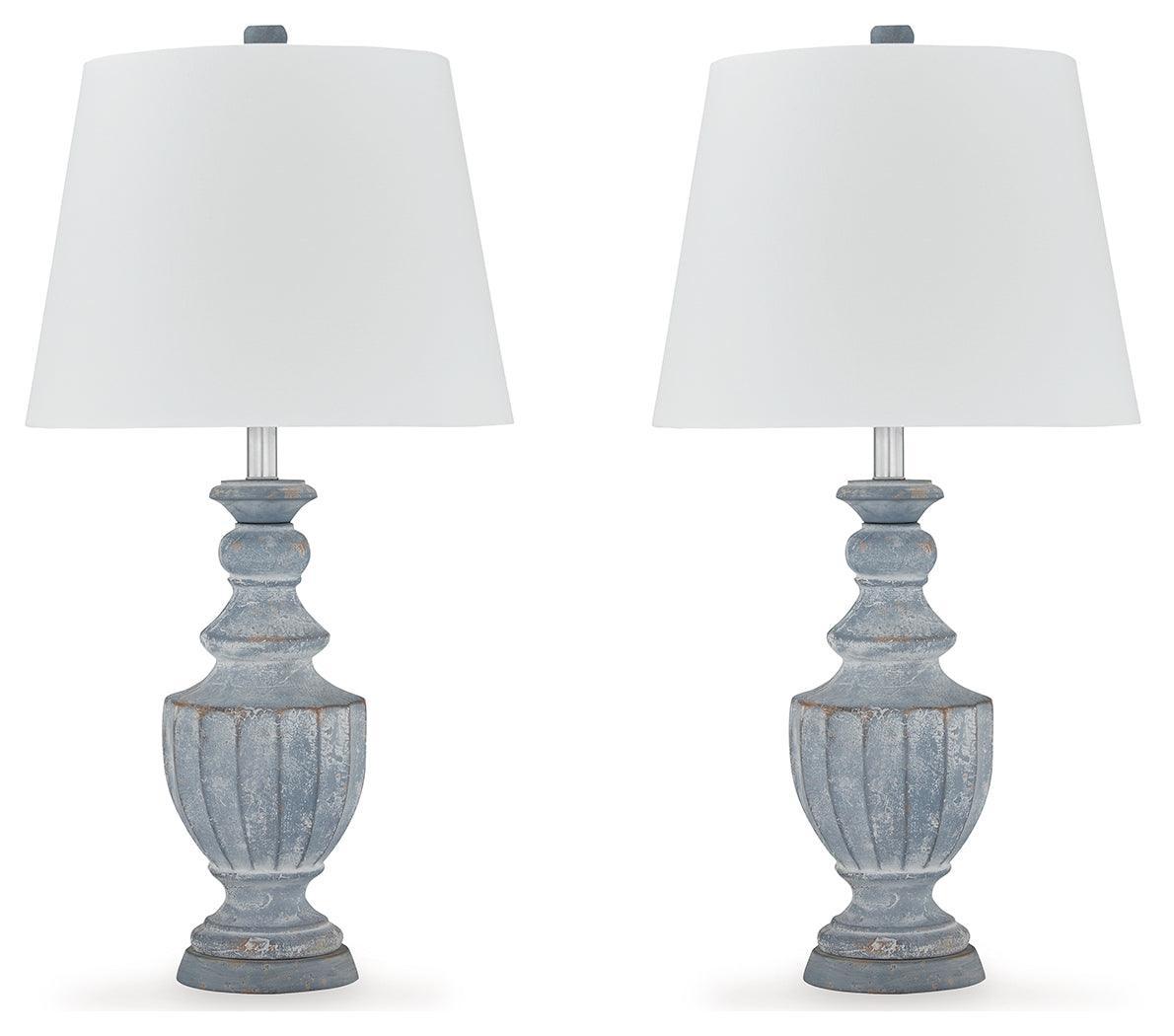 Cylerick Antique Blue 2-Piece Table Lamp Set - Ella Furniture