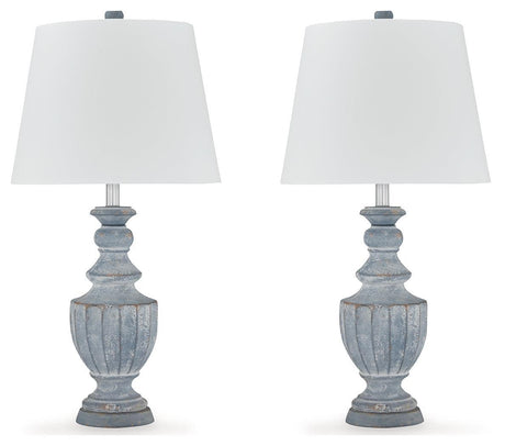 Cylerick Antique Blue 2-Piece Table Lamp Set - Ella Furniture