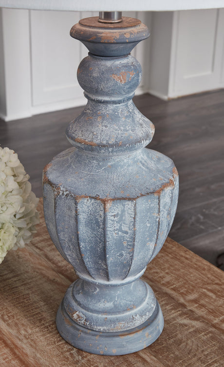 Cylerick Antique Blue 2-Piece Table Lamp Set - Ella Furniture