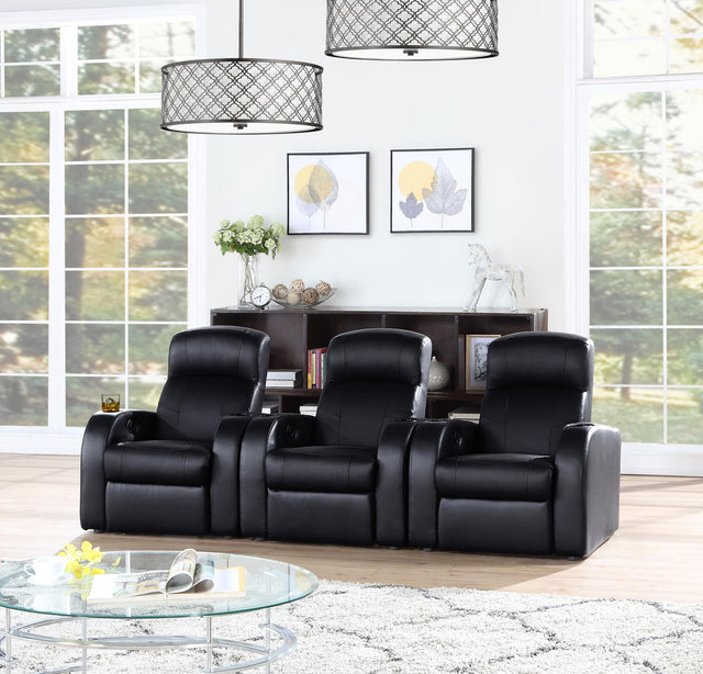 CYRUS THEATER COLLECTION Cyrus 3-piece Upholstered Home Theater Seating 600001-S3B - Ella Furniture