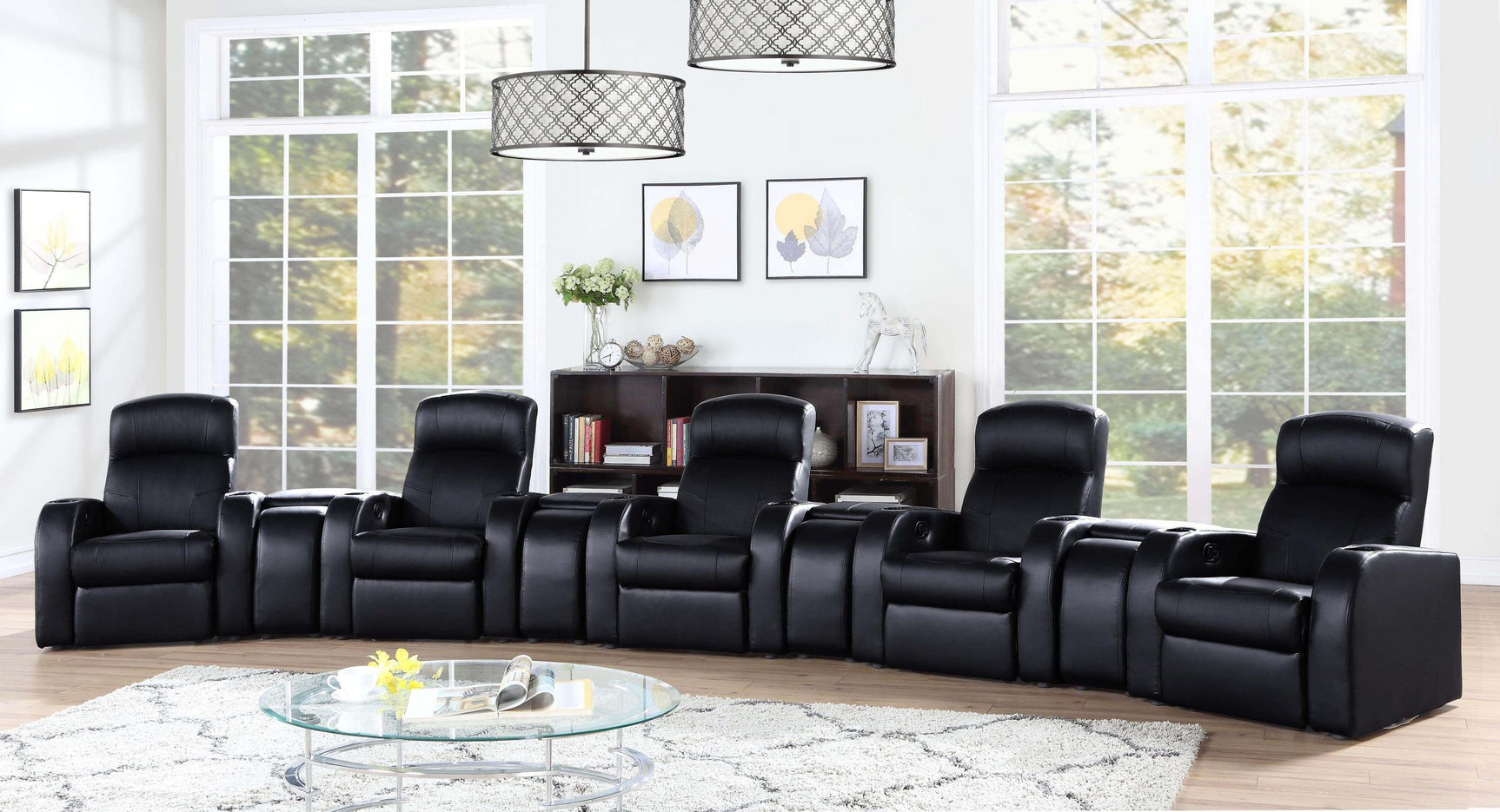 CYRUS THEATER COLLECTION Cyrus 9-piece Upholstered Home Theater Seating 600001-S5A - Ella Furniture