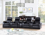 CYRUS THEATER COLLECTION Cyrus Upholstered Home Theater Storage Wedge Console Black 600002 - Ella Furniture