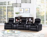 CYRUS THEATER COLLECTION Cyrus Upholstered Home Theater Storage Wedge Console Black 600002 - Ella Furniture
