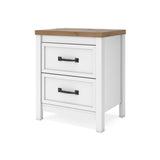 Kerisden White/Brown Nightstand — angled view