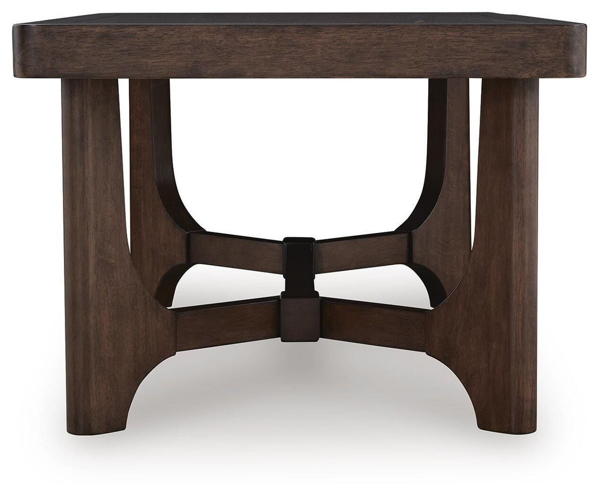 Korestone Dark Brown Coffee Table with 2 End Tables — side view