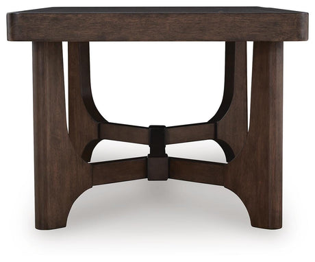 Korestone Dark Brown Coffee Table with 2 End Tables — side view