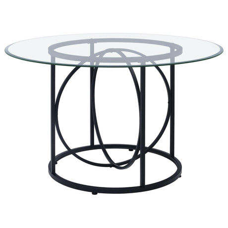 Levy 48-inch Round Glass Top Dining Table Matte Black — product image 3