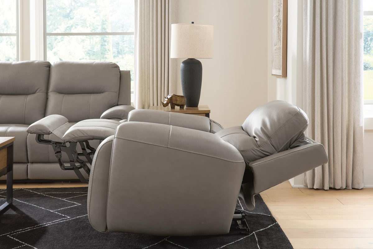 Real Moments Ash Leather Power Reclining Loveseat with Audio Seating — product image 9