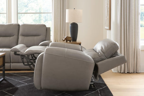 Real Moments Ash Leather Power Reclining Loveseat with Audio Seating — product image 9