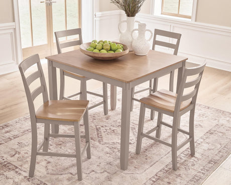 Harperfeld Natural/Gray Counter Height Dining Table and 4 Counter Stools — product image 3