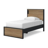 Kozmour Black/Brown Twin Bookcase Complete Bed Frame — angled view