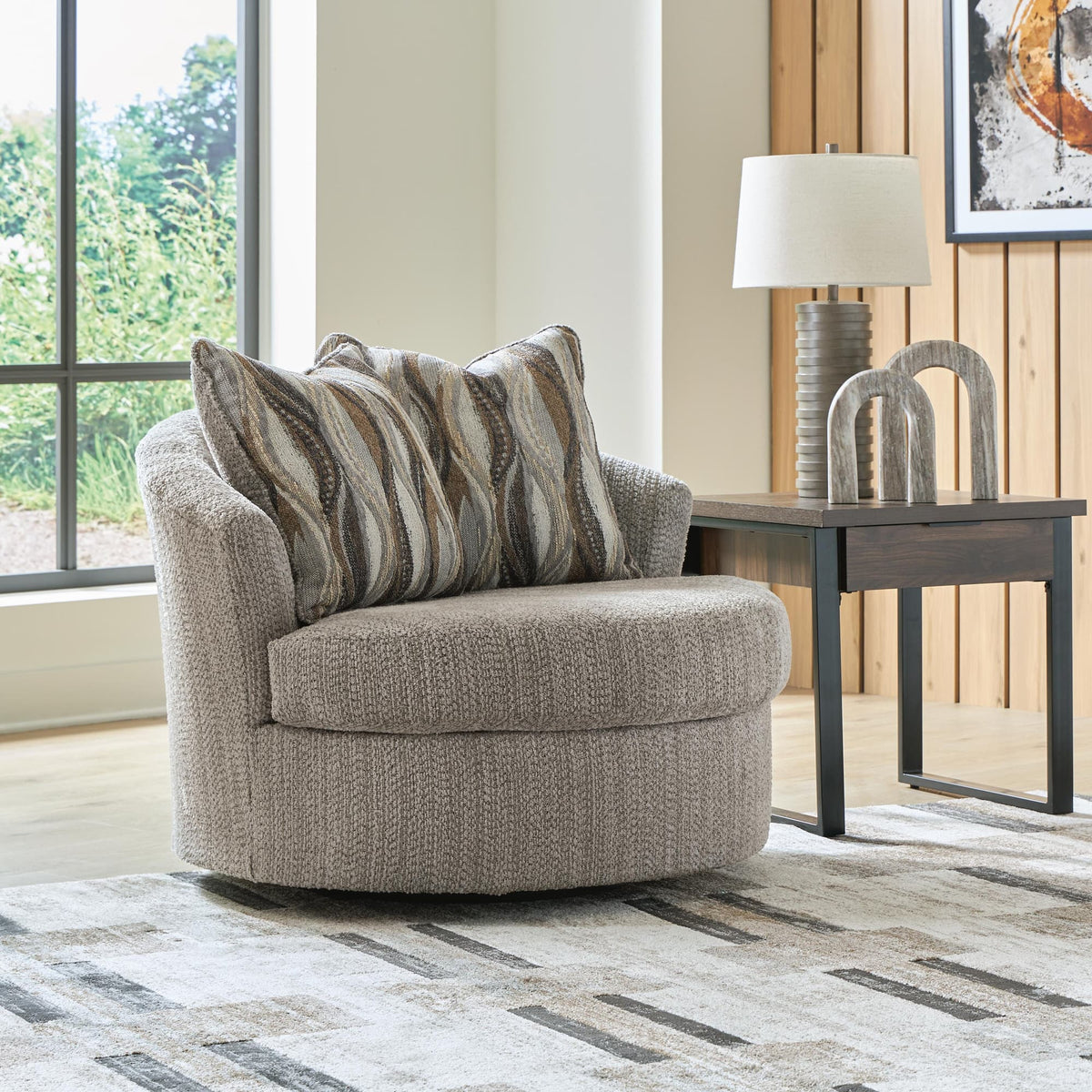 Lofwood Fossil Chenille Swivel Accent Chair — product image 3