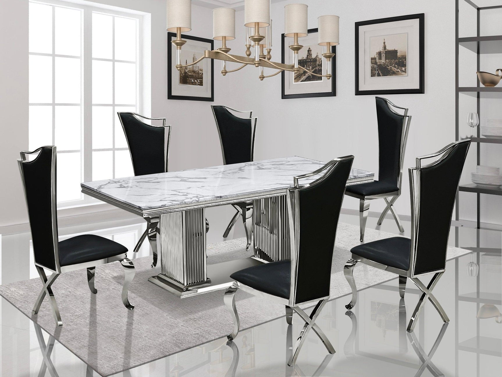D6062 - Dining Table + 6 Chair Set - Ella Furniture