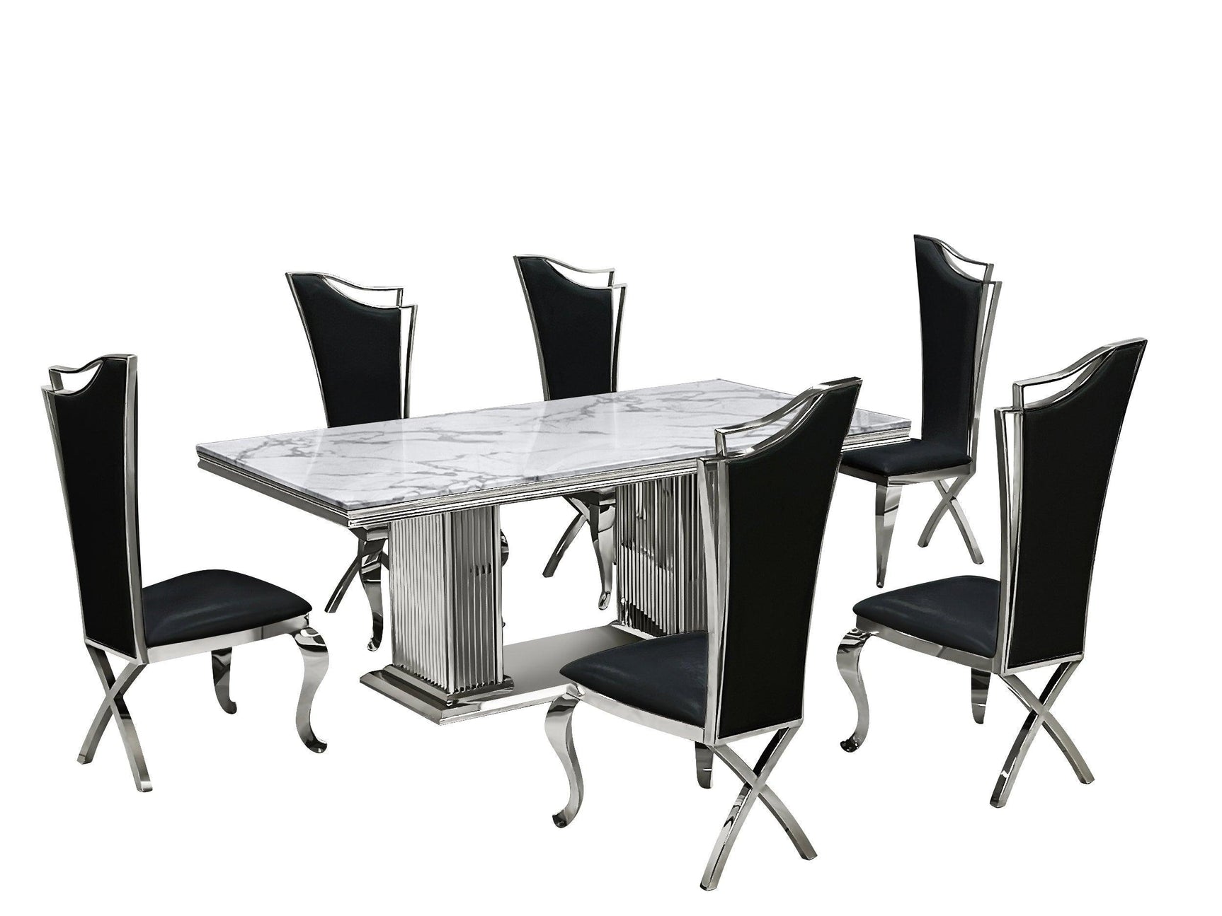 D6062 - Dining Table + 6 Chair Set - Ella Furniture