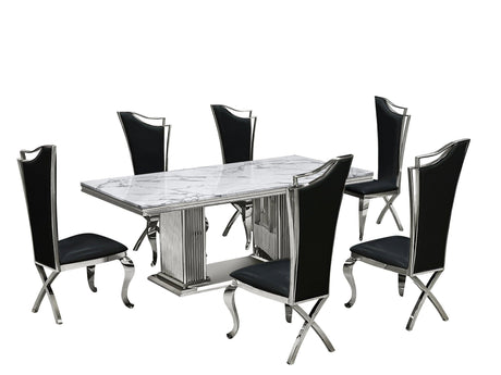 D6062 - Dining Table + 6 Chair Set - Ella Furniture