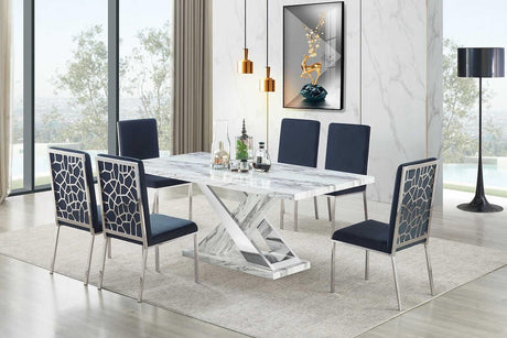 D610 Viva (White/chrome) Dining Table - Ella Furniture