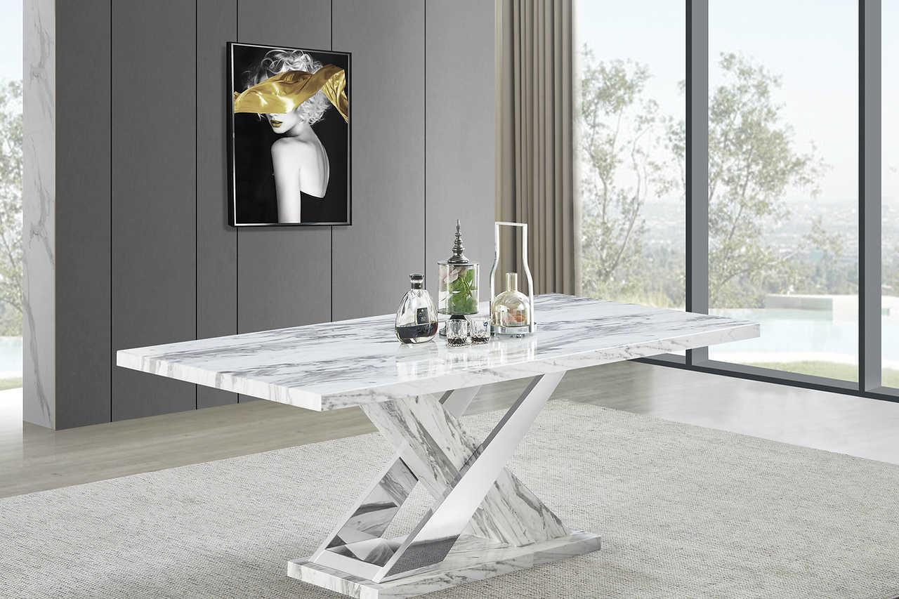 D610 Viva (White/chrome) Dining Table - Ella Furniture