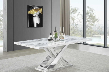 D610 Viva (White/chrome) Dining Table - Ella Furniture