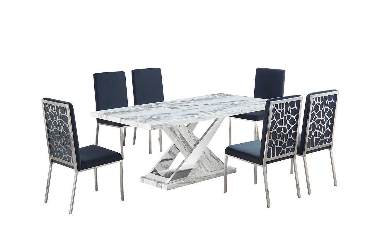 D610 Viva (White/chrome) Dining Table - Ella Furniture
