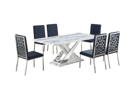 D610 Viva (White/chrome) Dining Table - Ella Furniture