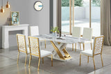 D610 Viva (White/gold) Dining Table - Ella Furniture