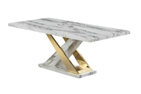 D610 Viva (White/gold) Dining Table - Ella Furniture