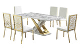 D610 Viva (White/gold) Dining Table - Ella Furniture