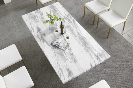 D610 Viva (White/gold) Dining Table - Ella Furniture
