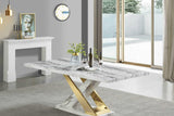D610 Viva (White/gold) Dining Table - Ella Furniture