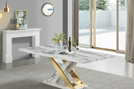 D610 Viva (White/gold) Dining Table - Ella Furniture