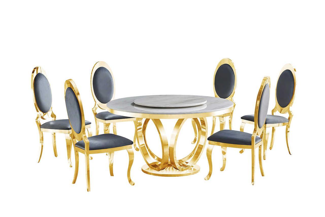 D615 Maxi Table (White/gold) - Ella Furniture