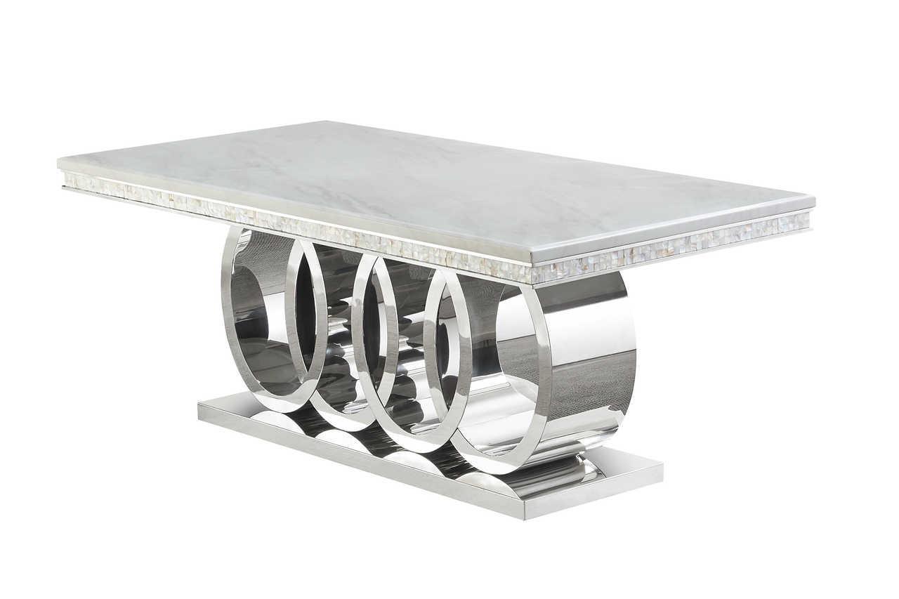 D620 Giovanni (White/chrome) Dining Table - Ella Furniture
