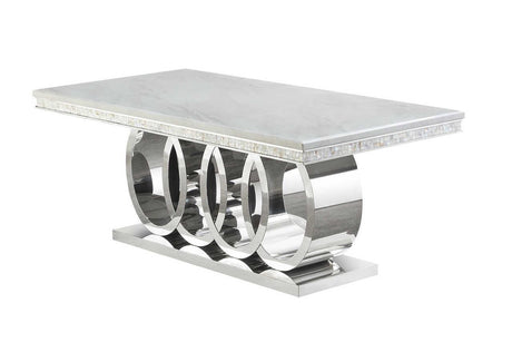 D620 Giovanni (White/chrome) Dining Table - Ella Furniture