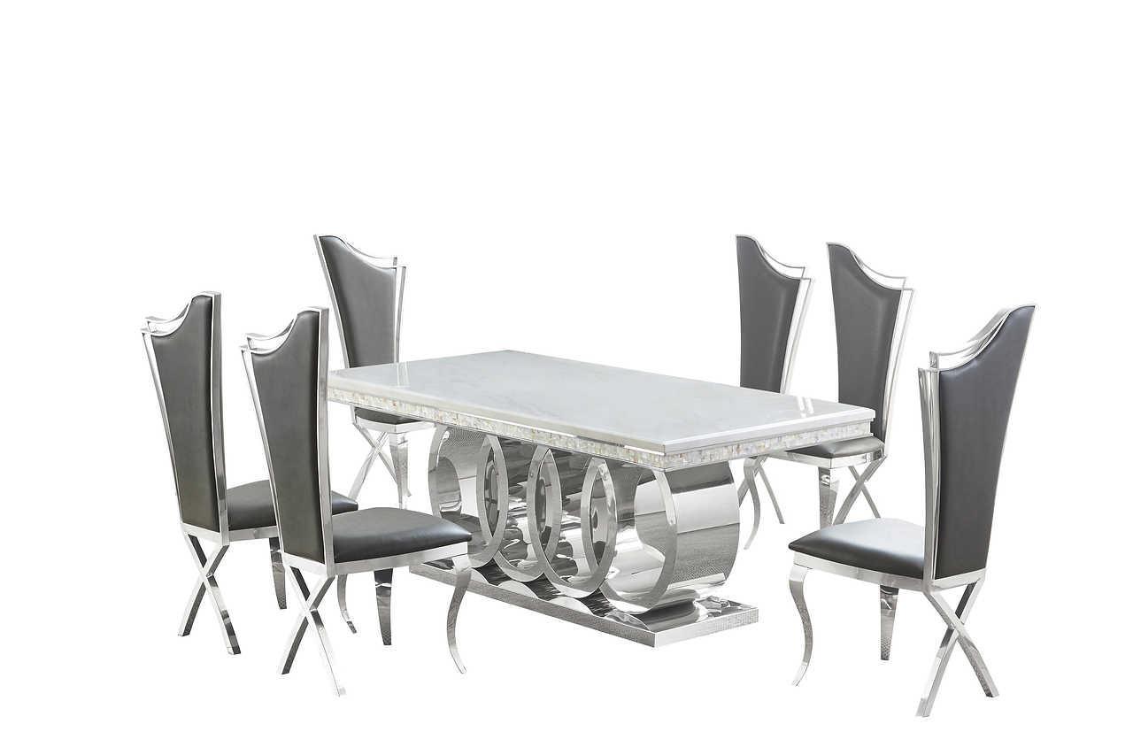 D620 Giovanni (White/chrome) Dining Table - Ella Furniture