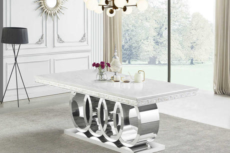 D620 Giovanni (White/chrome) Dining Table - Ella Furniture