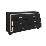 Bellante Black Modern Contemporary Solid Wood And Veneers Bookcase Storage LED Bedroom Set - Ella Furniture
