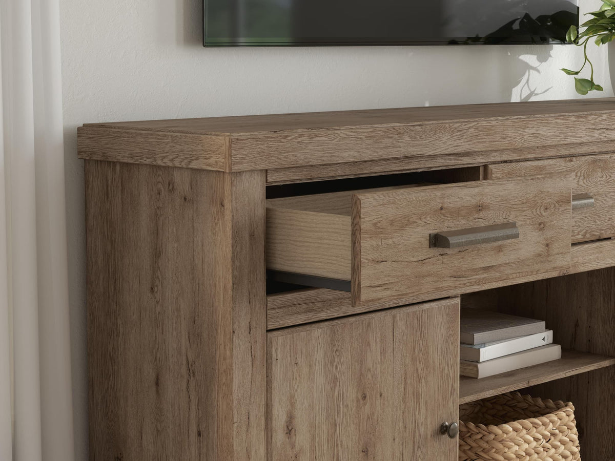 Garistyn Brown 73" TV Stand — detail view