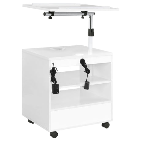 Lerma 1-Drawer Adjustable Tray Top Nightstand with Speaker White High Gloss — product image 11