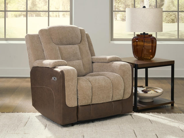Mixed Motion Brownstone Chenille / Faux Leather Power Recliner — product view