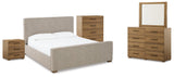 Dakmore Brown Upholstered Panel Bedroom Set - Ella Furniture