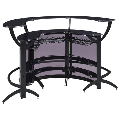 Dallas 3-piece Curved Freestanding Home Bar Cabinet Black 182135-S3 - Ella Furniture