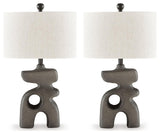 Danacy Distressed Black 2-Piece Table Lamp Set - Ella Furniture
