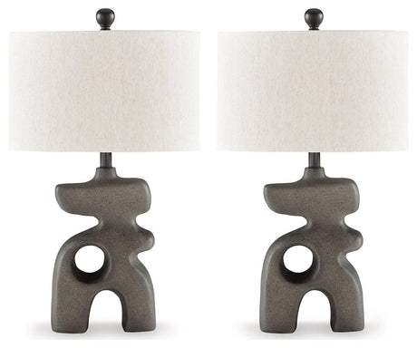 Danacy Distressed Black 2-Piece Table Lamp Set - Ella Furniture