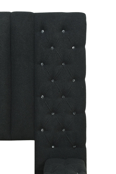 Danbury Charcoal Modern Solid Wood Velvet/Fabric Upholstered Tufted Storage King Bed - Ella Furniture