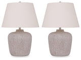 Danry Distressed Cream 2-Piece Table Lamp Set - Ella Furniture