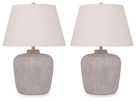 Danry Distressed Cream 2-Piece Table Lamp Set - Ella Furniture