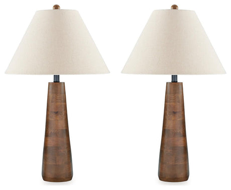 Danset Brown 2-Piece Table Lamp Set - Ella Furniture