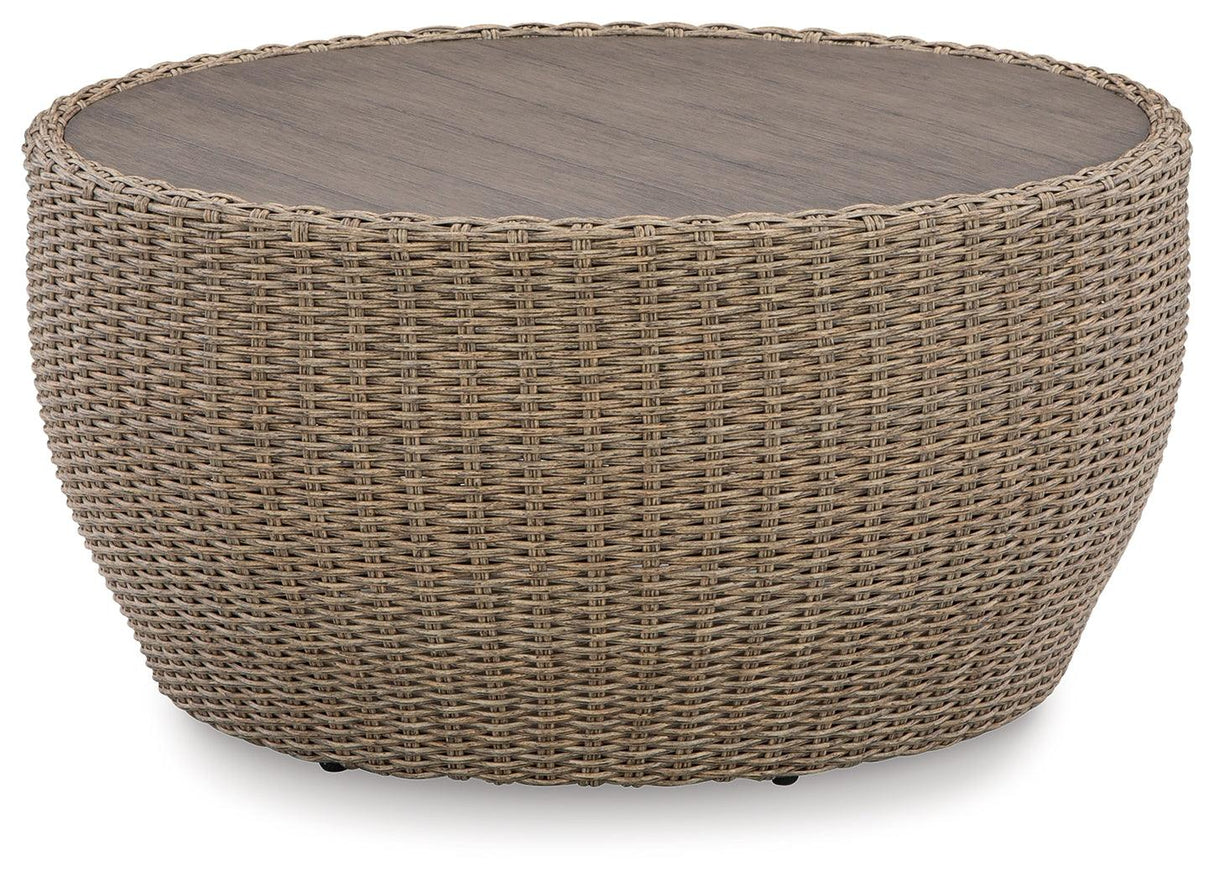Danson Beige Outdoor Coffee Table With 2 End Tables - Ella Furniture
