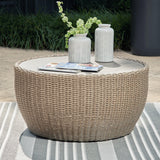 Danson Beige Outdoor Coffee Table With 2 End Tables - Ella Furniture