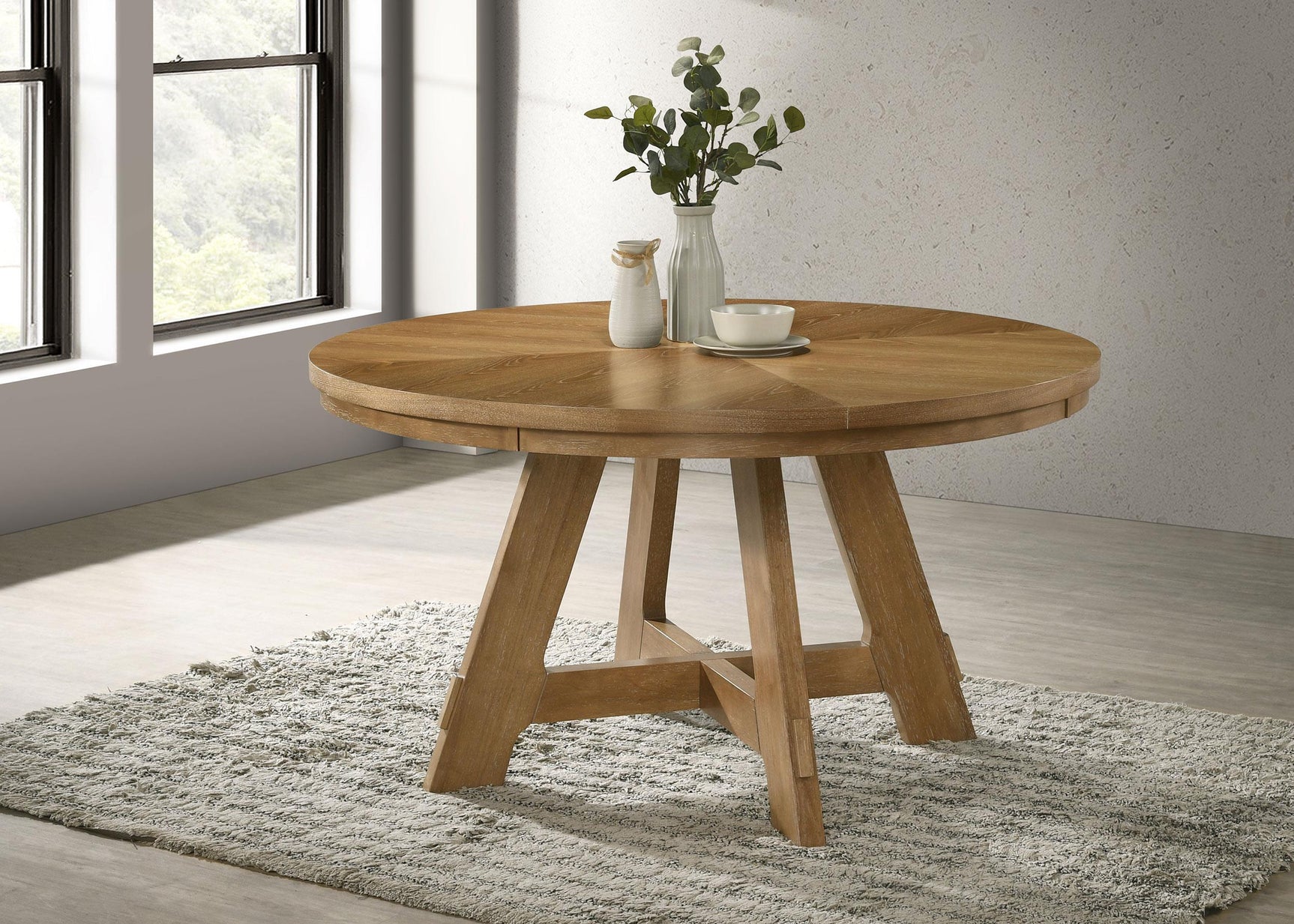 Danvers Round 54-inch Wood Dining Table Brown Oak 109150 - Ella Furniture